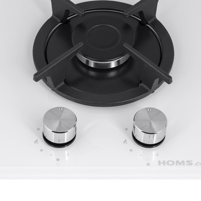 Варочная поверхность HOMSair HGG321WH, газовая, 2 конфорки, белая