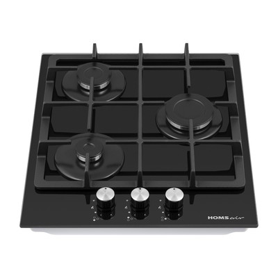 Варочная поверхность HOMSair HGG433BK, газовая, 3 конфорки, чёрная
