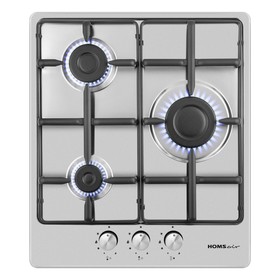 Варочная поверхность газовая HOMSair HGS433S, 3 конфорки, серебристая 7884493