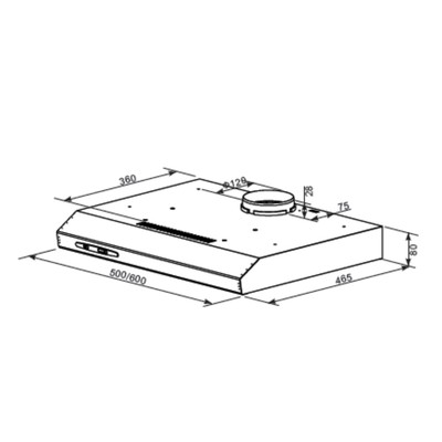 Вытяжка HOMSair HORIZONTAL 60, плоская, 420 м3/ч, 3 скорости, 60 см, чёрная