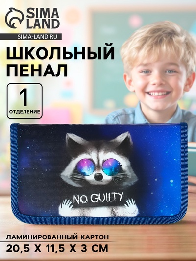 Пенал школьный, 1 секция, 11.5×20.5×3 см «Енот»