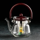 Чайник стеклянный заварочный с металлическим ситом Доляна «Цветочная фантазия», 600 мл - фото 9736100