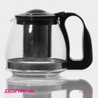 Чайник стеклянный заварочный Доляна «Иллюзия», 700 мл, с металлическим ситом, цвет чёрный - фото 1047583