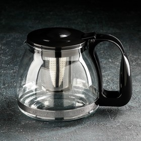 Чайник стеклянный заварочный Доляна «Иллюзия», 1,25 л, с металлическим ситом