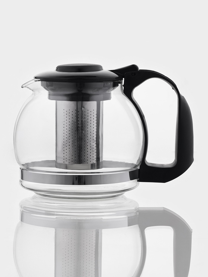 Заварочный чайник Доляна «Иллюзия», 1.25 л, с металлическим ситом, стекло, чёрный - Фото 1