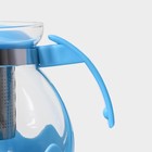Чайник стеклянный заварочный Доляна «Волна», 1,5 л, с металлическим ситом, цвет голубой - фото 4352328