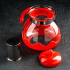 Чайник стеклянный заварочный Доляна «Волна», 1,5 л, с металлическим ситом, цвет красный - Фото 2