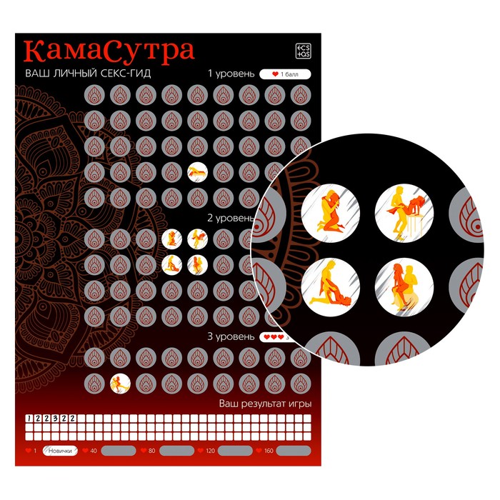 Плакат для пар со скретч-слоем «Секс-гид. Камасутра», А3, 18+ - Фото 1