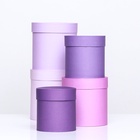 Набор круглых подарочных коробок 5 в 1 «Лаванда» 20×20×20 - 11×11×11 см - Фото 2