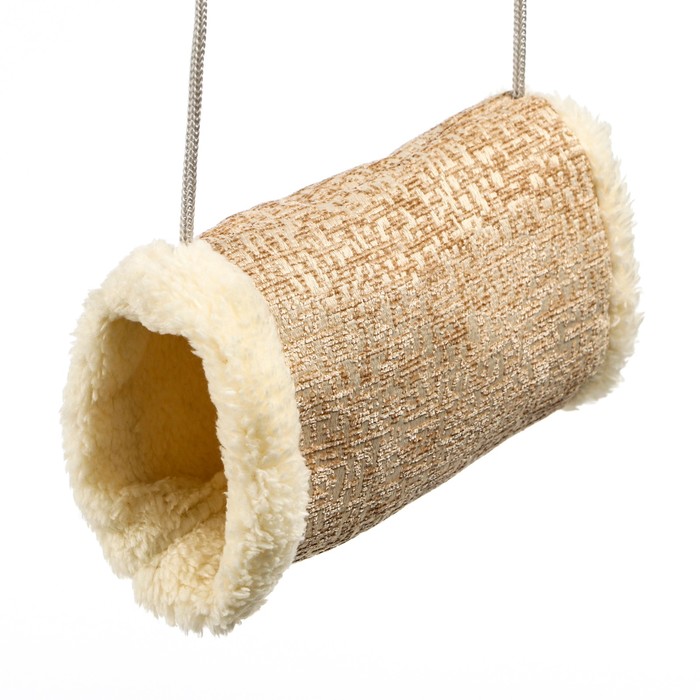 Подвесной туннель для грызунов, 19×12×13 см, искусственный мех, бежевый - Фото 1