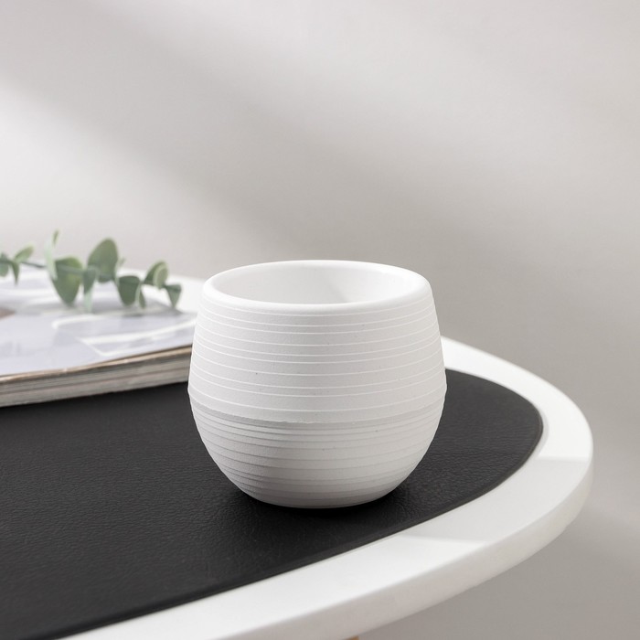 Горшок для цветов с поддоном «Япония», 125 мл, d=8 см, h=6.5 см, пластиковый, белый - Фото 1