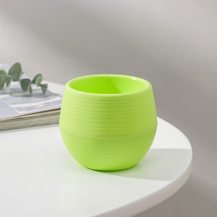 Горшок для цветов с поддоном «Япония», 125 мл, d=8 см, h=6.5 см, пластиковый, фисташковый - Фото 1