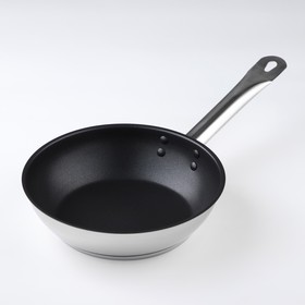 Сковорода «Общепит», d=22 см, толщина корпуса 0,6 мм, дно 3,5 мм, антипригарное покрытие, индукция, цвет металлик
