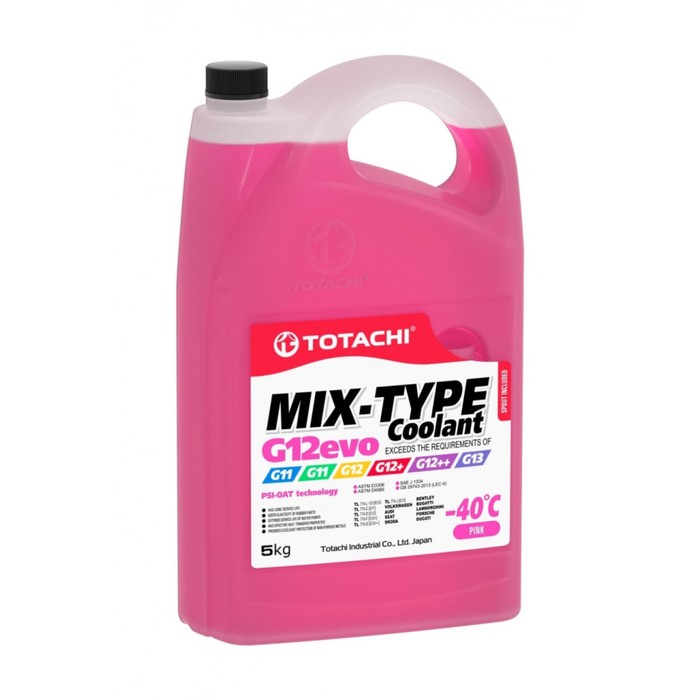 Антифриз Totachi MIX-TYPE COOLANT -40 C, G12evo, розовый, 5 кг - Фото 1