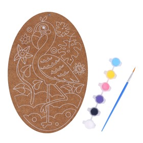 Роспись по дереву «Фламинго» (овал, большой конверт)