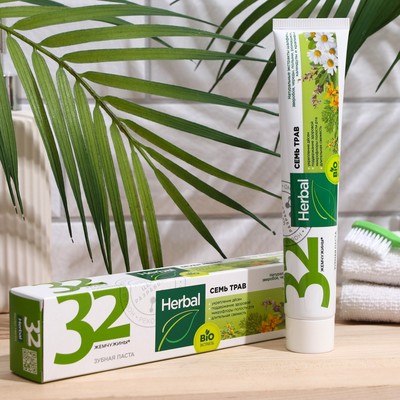 УЦЕНКА Паста зубная 32 Жемчужины Herbal Семь трав, 100 г