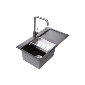 

Мойка кухонная AVINA HM 7843 L black, врезная, выпуск 3 1/2, левая, 780х480х210 мм, черный