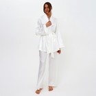 Пижама женская (халат, брюки) MINAKU: Light touch цвет белый, размер 48 - фото 5526192