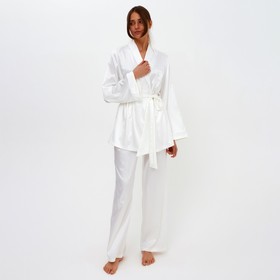 Пижама женская (халат, брюки) MINAKU: Light touch цвет белый, размер 48