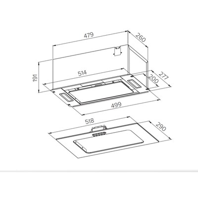 Вытяжка HOMSair Crocus Push 52, встраиваемая, 850 м3/ч, 3 скорости, 52 см, чёрная