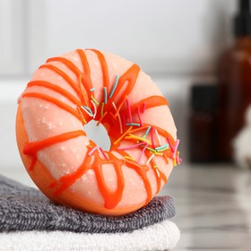 Бомбочка для ванны 'Пончик с посыпкой', 90 гр, бело-оранжевый, мандарин