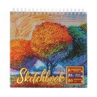 Скетчбук Calligrata, 170 х 170 мм, 55 листов, твёрдая обложка, "Сад", металлизированный картон с объёмным рисунком, блок 80 г/м2 + 5 листов тонированной бумаги - Фото 1