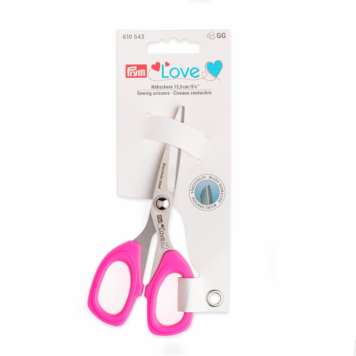 Ножницы для шитья Love, 13,5 cм, ярко-розовый - Фото 1