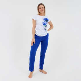 Комплект женский (футболка, брюки) Очарование, цвет василек, размер 56