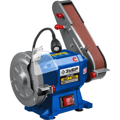 Станок заточной ЗУБР ПТЛ-150, 220 В, 300 Вт, 2950 об/мин, диск d=150×32 мм, лента 686×50 мм