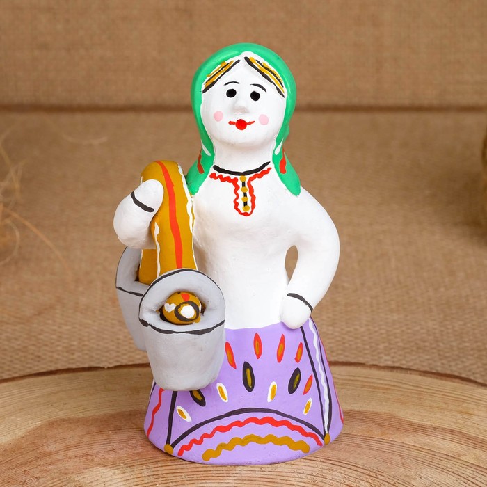 Сувенир «Баба с ведрами», 8×7×13 см, каргопольская игрушка - Фото 1