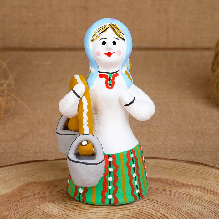 Сувенир «Баба с ведрами», 8×7×13 см, каргопольская игрушка - фото 1907444756