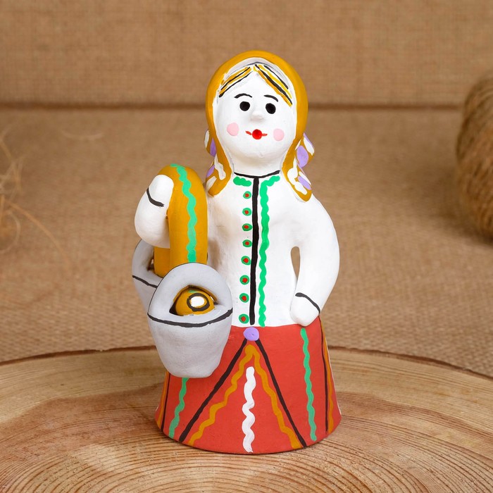 Сувенир «Баба с ведрами», 8×7×13 см, каргопольская игрушка - фото 1907444757