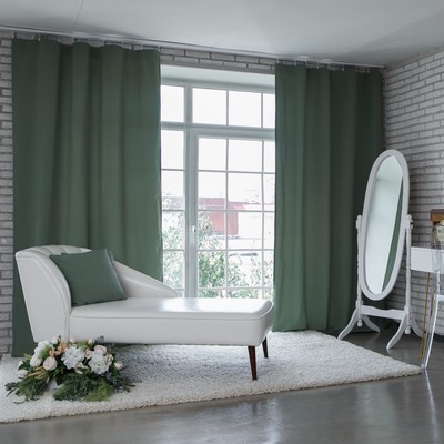 Штора портьерная  "Этель" 140*250 см Английский стиль светло-зеленый,100% п/э