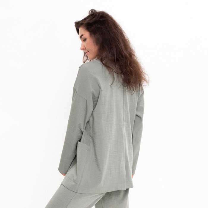 Комплект женский повседневный (жакет и брюки), хаки, размер 48 54280