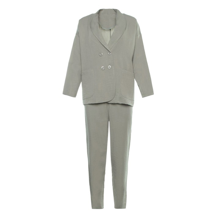 Комплект женский повседневный (жакет и брюки), хаки, размер 46 54283