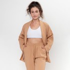 Комплект женский повседневный (жакет и брюки), цвет бежевыйевый, размер 46 - фото 21596556