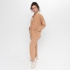 Комплект женский повседневный (жакет и брюки), цвет бежевыйевый, размер 46 - фото 21596557