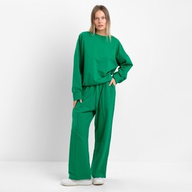 Комплект женский повседневный (свитшот и брюки), зеленый, размер 44-46
