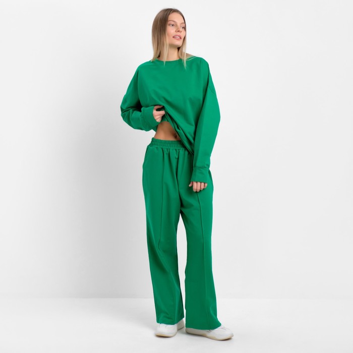 Комплект женский повседневный (свитшот и брюки), зеленый, размер 44-46 54291