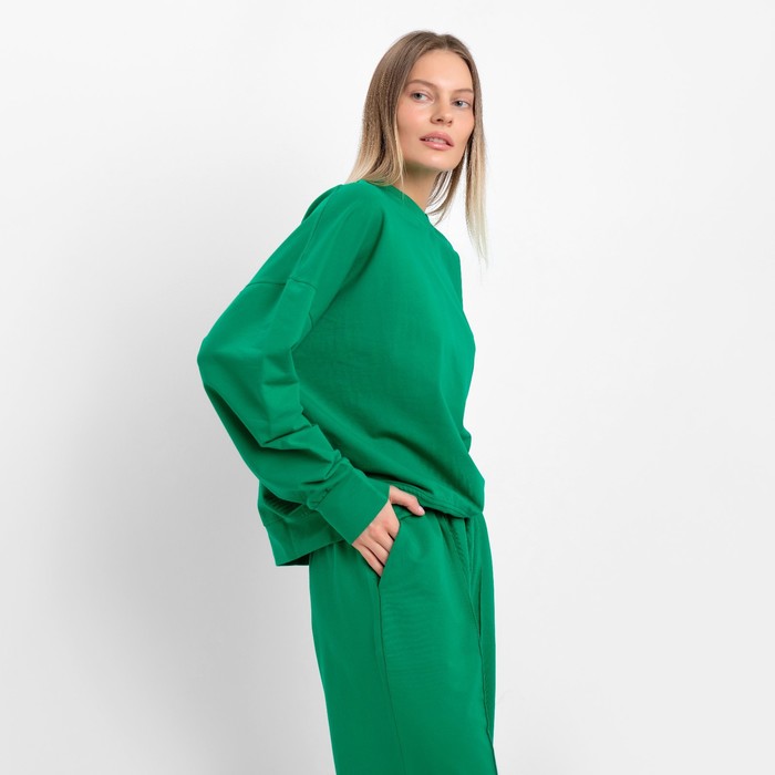 Комплект женский повседневный (свитшот и брюки), зеленый, размер 44-46 54291