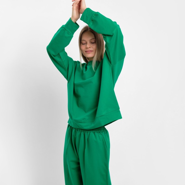 Комплект женский повседневный (свитшот и брюки), зеленый, размер 44-46 54291