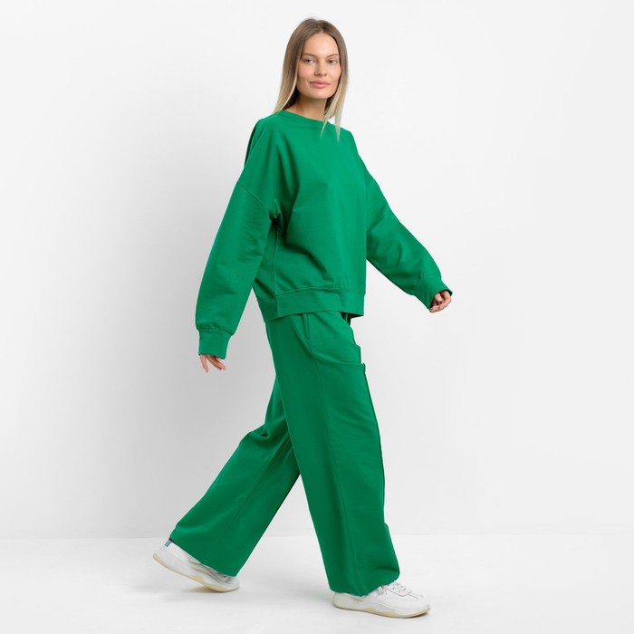 Комплект женский повседневный (свитшот и брюки), зеленый, размер 44-46 54291