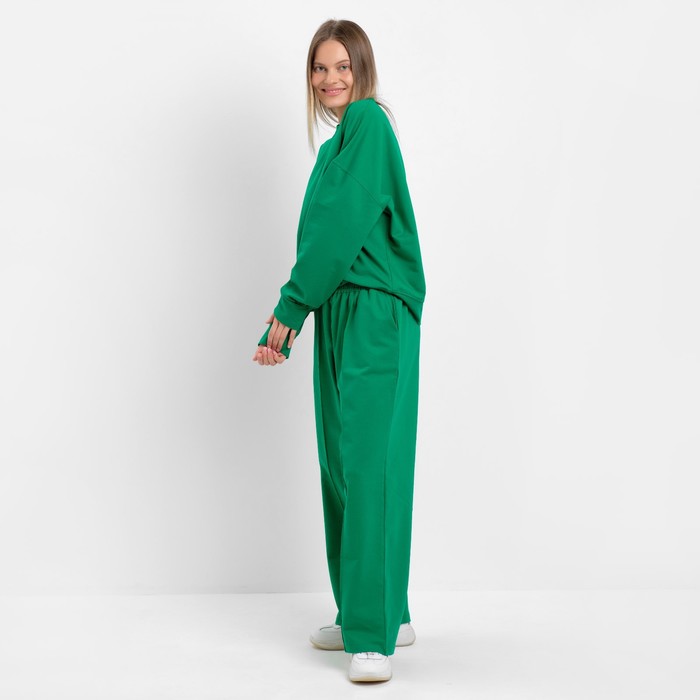 Комплект женский повседневный (свитшот и брюки), зеленый, размер 44-46 54291