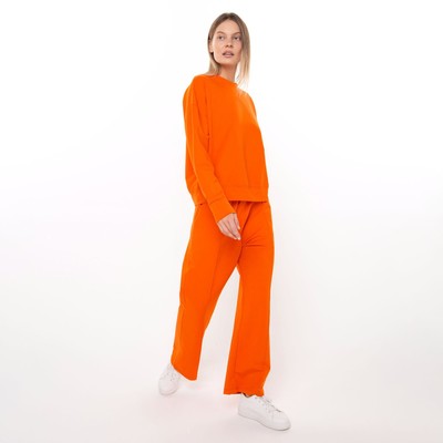 Комплект женский повседневный (свитшот и брюки), оранжевый, размер 44-46