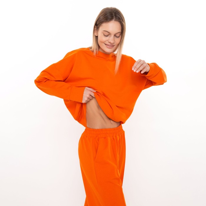 Комплект женский повседневный (свитшот и брюки), оранжевый, размер 48-50 54298