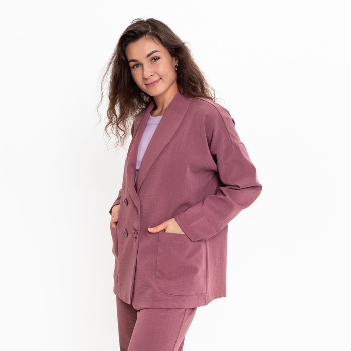 Комплект женский повседневный (жакет и брюки), пыльная роза, размер 48 54301