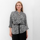 Костюм женский (туника и брюки), цвет чёрно-белый, принт зебра, размер 52 7385731