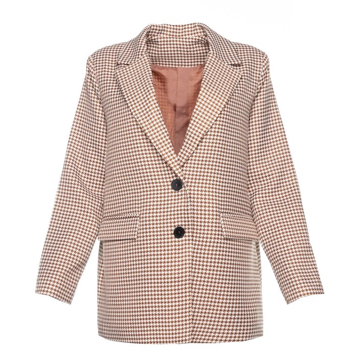 Пиджак женский, цвет коричневый, гусиная лапка, размер 56 54313