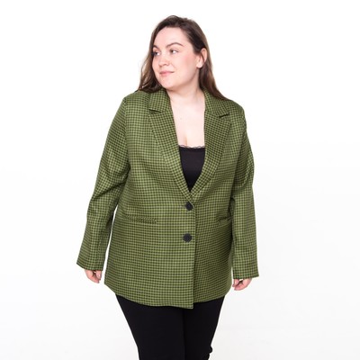 Пиджак женский, цвет зелёный, гусиная лапка, размер 52