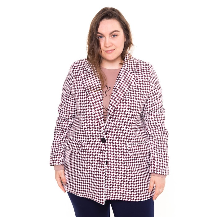 Пиджак женский, цвет розовый, гусиная лапка, размер 52 54321